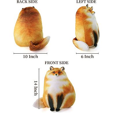 Fox Stuffed Animal, 14" Fox Plush Pillow, Cute Plushies, Throw Pillow Doll Big Plush Toy