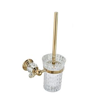 Crystal Toilet Brush Holder, Polished Gold Brush Handle with Replaceable Brush Head