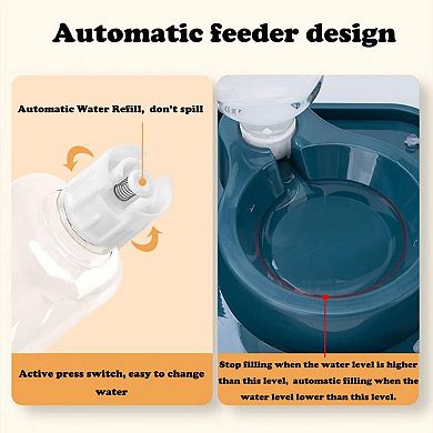Double Dog Cat Bowls, 2 in1 Pet Water and Food Bowl Set with Automatic Gravity Water Bottle