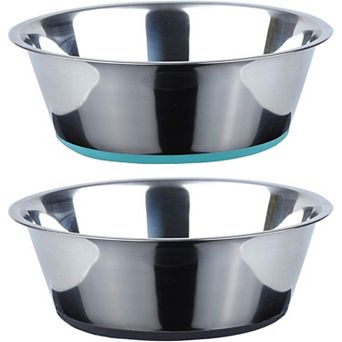 Deep Stainless Steel Anti-Slip Dog Bowls - 2-Pack, 8 cup
