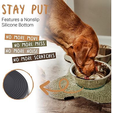 Deep Stainless Steel Anti-Slip Dog Bowls - 2-Pack, 8 Cups