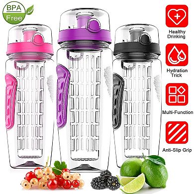 32oz Juice Infuser Water Bottle Flip Top Lid for Sport & Outdoor Use