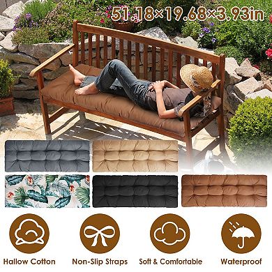 Bench Seat Cushion Non-Slip, Waterproof Long Chair Cushion with Ties