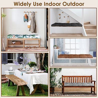 Bench Seat Cushion Non-Slip, Waterproof Long Chair Cushion with Ties