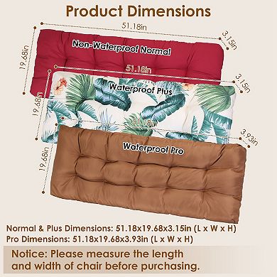 Bench Seat Cushion Non-Slip, Waterproof Long Chair Cushion with Ties