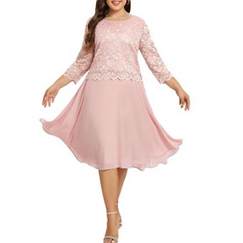 Womens Plus Size Tea Length Sequin Lace Dress Mother Gifts Special Occasion Wedding Party Dresses Pi