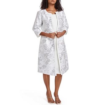 Womens Two Piece Dress Church Suits Mother Gift Special Occasion Wedding Party Jacquard Embroidery L