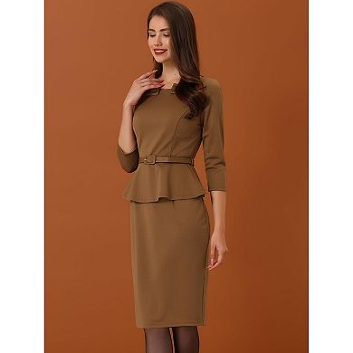 Womens Elegant Peplum Sheath Dress for Cocktail or Party