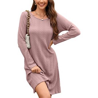 Women's Winter Sweater Dress Long Sleeve Casual Swing Midi