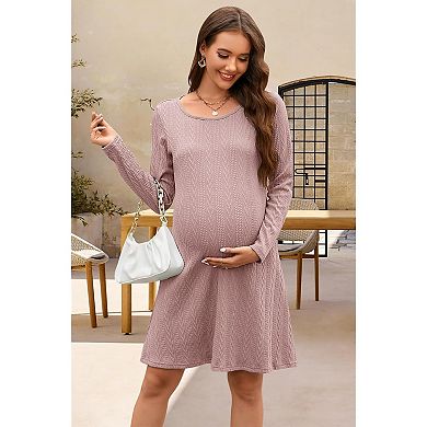 Women's Winter Sweater Dress Long Sleeve Casual Swing Midi