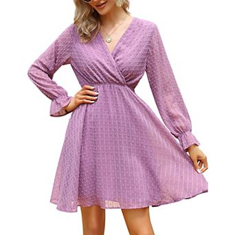 Womens Bohemian Long Sleeve Wrap Style Dress