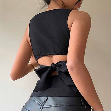 Women's Stretchy Sleeveless Tank Fitted Round Neck Peplum Top Slim-Fit Blouse