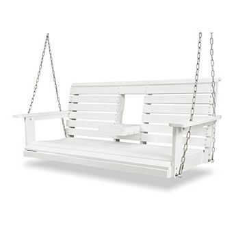 Poly Lumber 3-Seat Porch Swing, HIPS 5-Feet Bench Swing,18/8 Stainless Steel Hardware, (White)