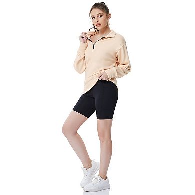 Women's Half Zip Quilted Sweatshirts Long Sleeve Pullover Tops Casual Fashion Fall Tops