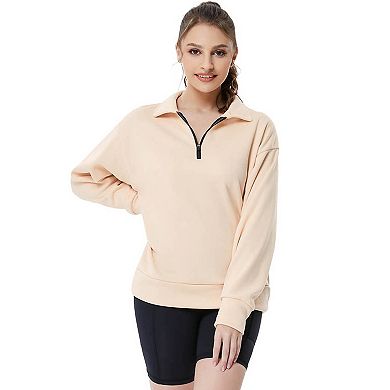 Women's Half Zip Quilted Sweatshirts Long Sleeve Pullover Tops Casual Fashion Fall Tops