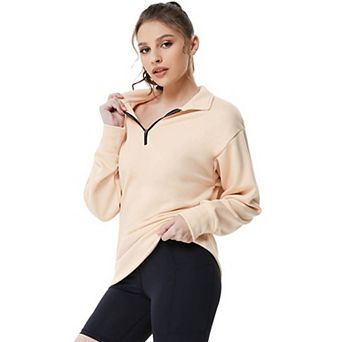Women's Half Zip Quilted Sweatshirts Long Sleeve Pullover Tops Casual Fashion Fall Tops