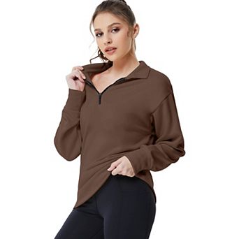 Women's Half Zip Quilted Sweatshirts Long Sleeve Pullover Tops Casual Fashion Fall Tops