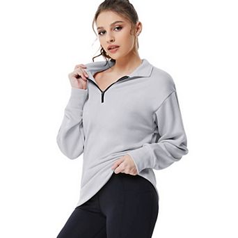 Women's Half Zip Quilted Sweatshirts Long Sleeve Pullover Tops Casual Fashion Fall Tops