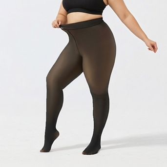Women's Fleece-Lined Bare-Legs Pantyhose with Soft Stretch Waistband and Skin-Transparent Effect