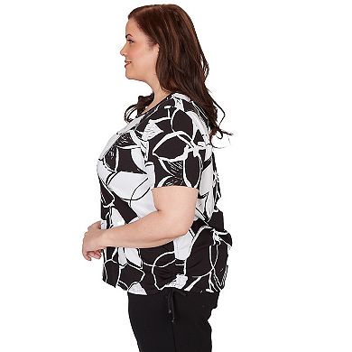 Plus Size Alfred Dunner Abstract Floral Embellished Side Tie T-Shirt