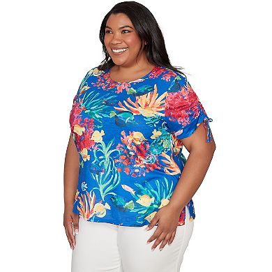 Plus Size Alfred Dunner Tropical Reef Tie Sleeve T-Shirt