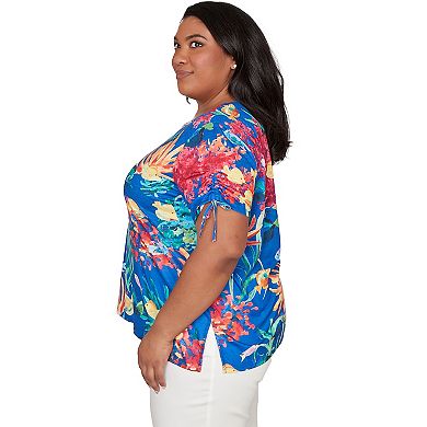 Plus Size Alfred Dunner Tropical Reef Tie Sleeve T-Shirt