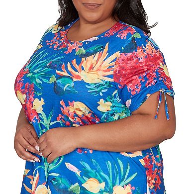 Plus Size Alfred Dunner Tropical Reef Tie Sleeve T-Shirt