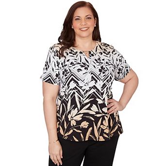Plus Size Alfred Dunner Chevron Floral Ombre Print T-Shirt