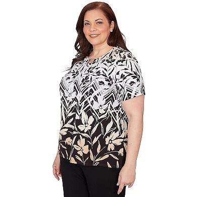 Plus Size Alfred Dunner Chevron Floral Ombre Print T-Shirt