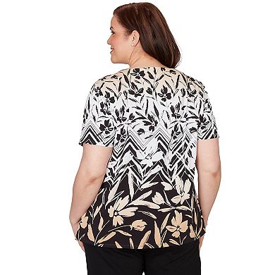 Plus Size Alfred Dunner Chevron Floral Ombre Print T-Shirt