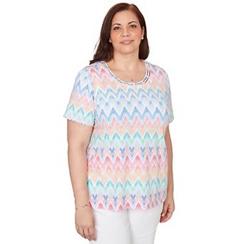 Plus Size Alfred Dunner Chevron Beaded Neck T-Shirt