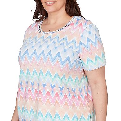 Plus Size Alfred Dunner Chevron Beaded Neck T-Shirt