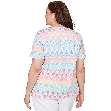 Plus Size Alfred Dunner Chevron Beaded Neck T-Shirt