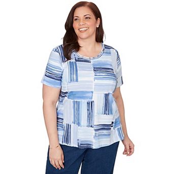 Plus Size Alfred Dunner Brushstroke Beaded Neck T-Shirt