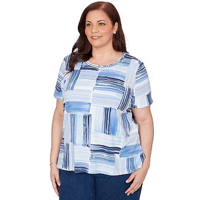 Plus Size Alfred Dunner Brushstroke Beaded Neck T-Shirt