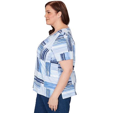 Plus Size Alfred Dunner Brushstroke Beaded Neck T-Shirt