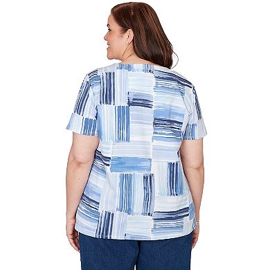 Plus Size Alfred Dunner Brushstroke Beaded Neck T-Shirt