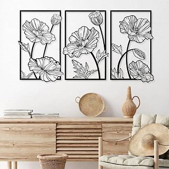 Floral Line Minimalist Metal Wall Art