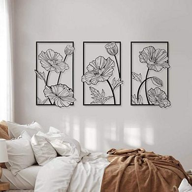 Floral Line Minimalist Metal Wall Art