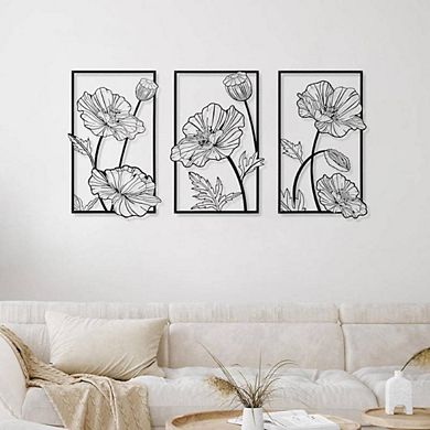 Floral Line Minimalist Metal Wall Art