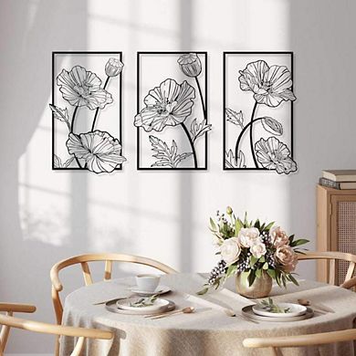 Floral Line Minimalist Metal Wall Art