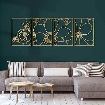 Gold Flower Minimalist Wall Art