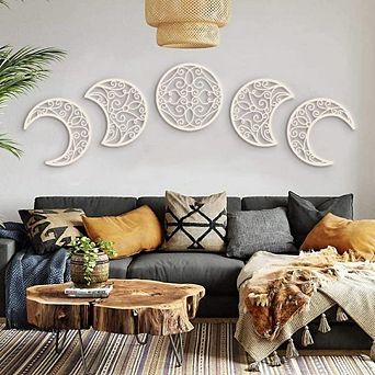 Nordic Wood Moon Phase Wall Art