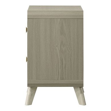 Xylia Modern Solid Wood Nightstand with 2 Drawers, Grey