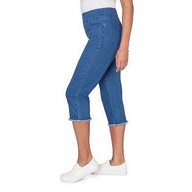 Petite Alfred Dunner Super Stretch Denim Fringe Capri Pants