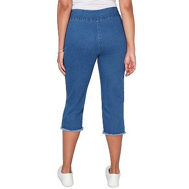 Petite Alfred Dunner Super Stretch Denim Fringe Capri Pants