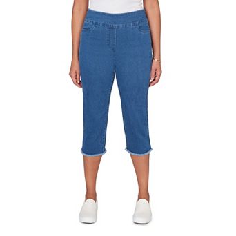 Petite Alfred Dunner Super Stretch Denim Fringe Capri Pants
