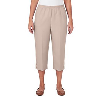 Petite Alfred Dunner Button Hem Gathered Waistband Capri Pants