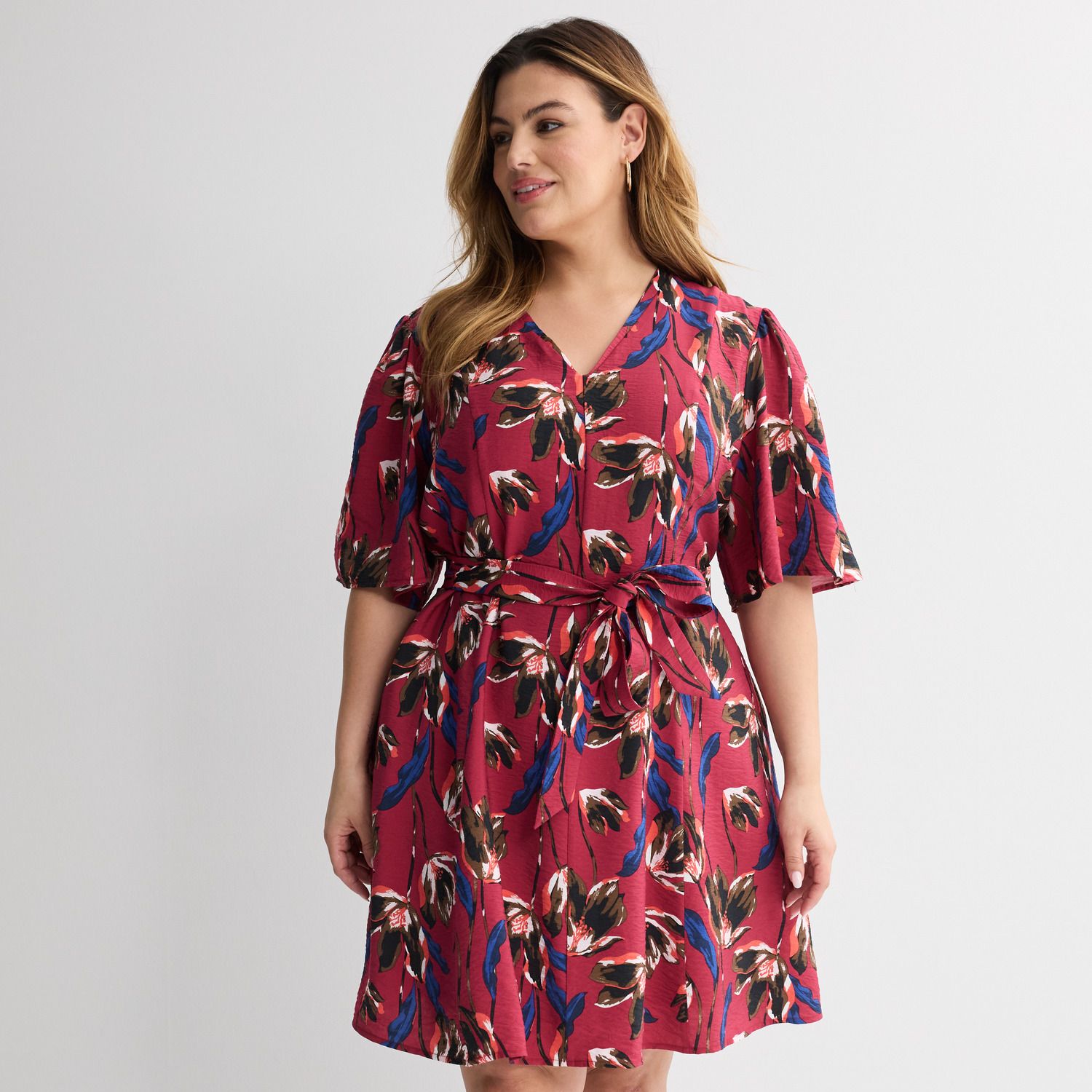 Женские платья Nine West Plus Size Nine West Flutter Sleeve Fit & Flare Dress