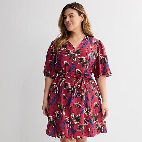 Женские платья Nine West Plus Size Nine West Flutter Sleeve Fit & Flare Dress
